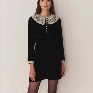 Doen lisbeth black velvet lace collar dress originally $428 NWT large